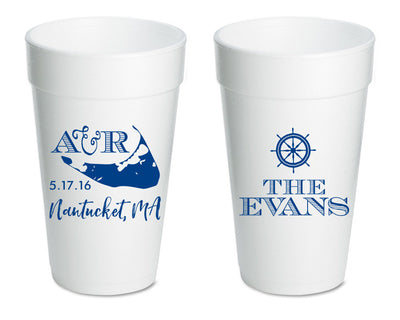 Nautical Nantucket Wedding Foam Cups #1432