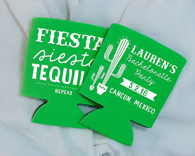 Cancun Bachelorette Party Foam Can Coolers Fiesta Siesta Tequila Repeat Girls Trip Bachelorette Weekend Favors 1438