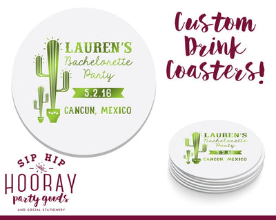 Custom Bachelorette Party Coasters Girls Trip Cancun Personalized Coasters Fiesta Bach 1438