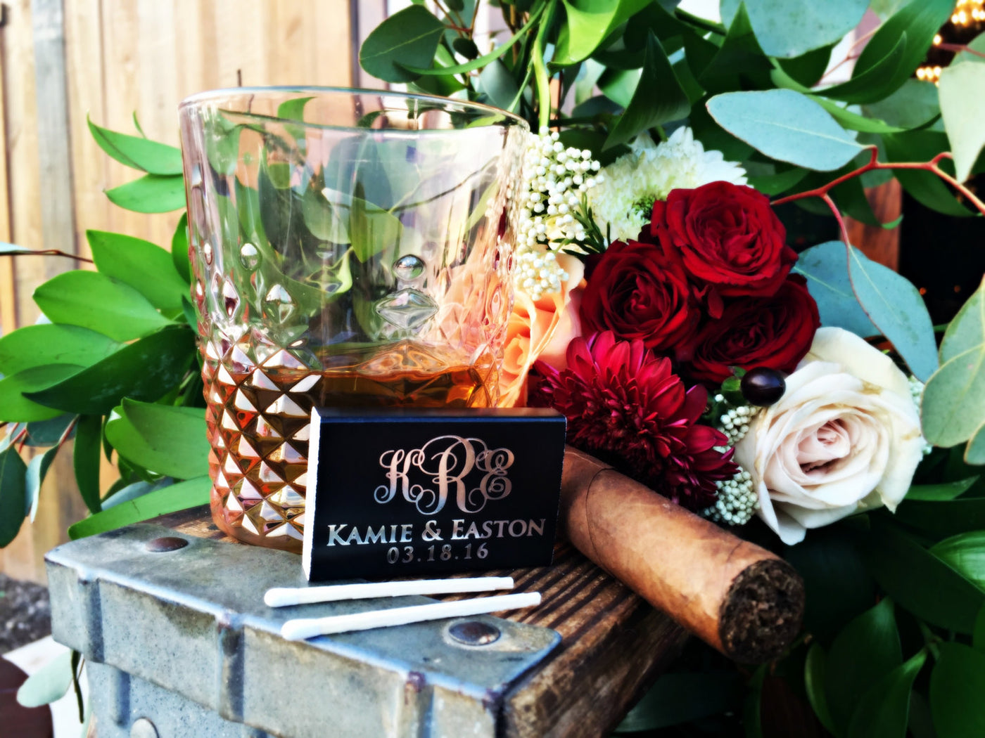 Cigar Bar Initials Foil Matchboxes #1447