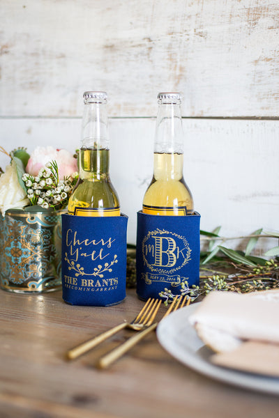 Custom Cheers Y'all Monogram Can Cooler Design #1024