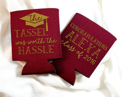 The Tassel Was Worth The Hassle Graduation Can Coolers #1452