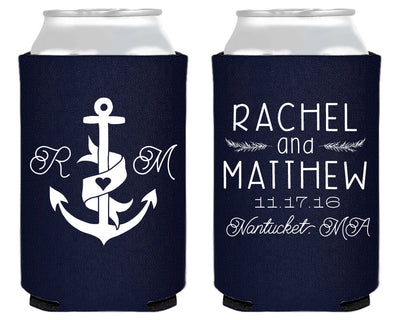 Nautical Anchor Wedding Can Coolers #1453