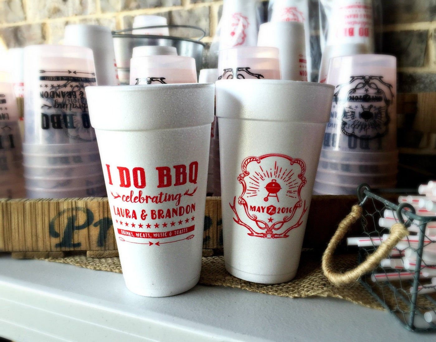 I Do BBQ Engagement Party Foam Cups #1458