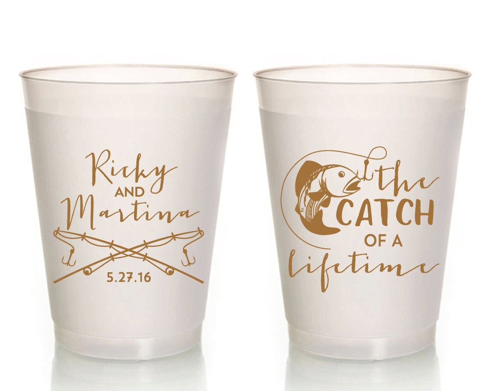 Catch of a Lifetime Fisher Wedding Frosted Cups #1510