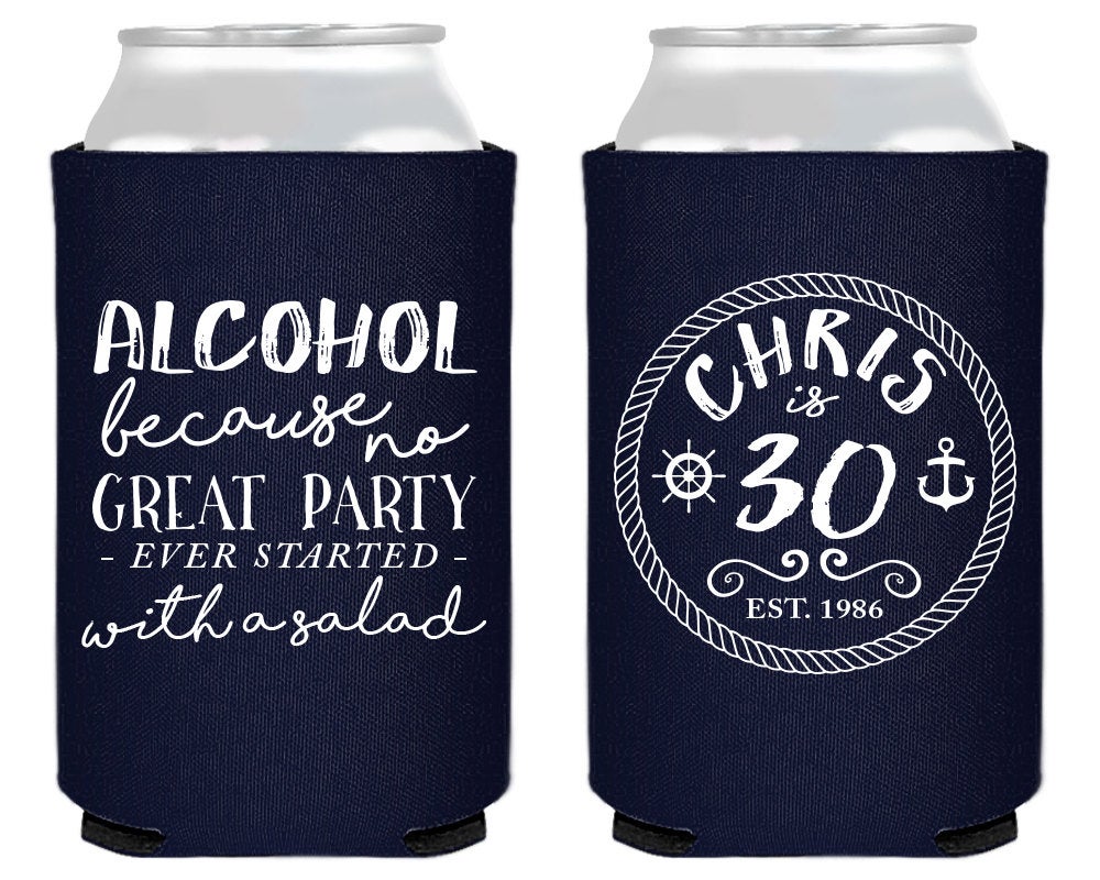 No Great Party Started with a Salad | Nautical Birthday Can Cooler #1457