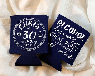 No Great Party Started with a Salad | Nautical Birthday Can Cooler #1457