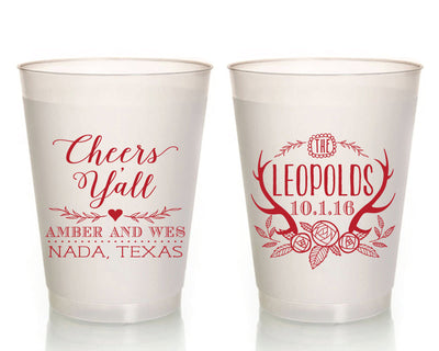 Cheers Ya'll Rustic Wedding Frosted Cups #1461
