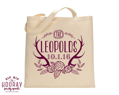 Rustic Antler Wedding Tote Bags #1461
