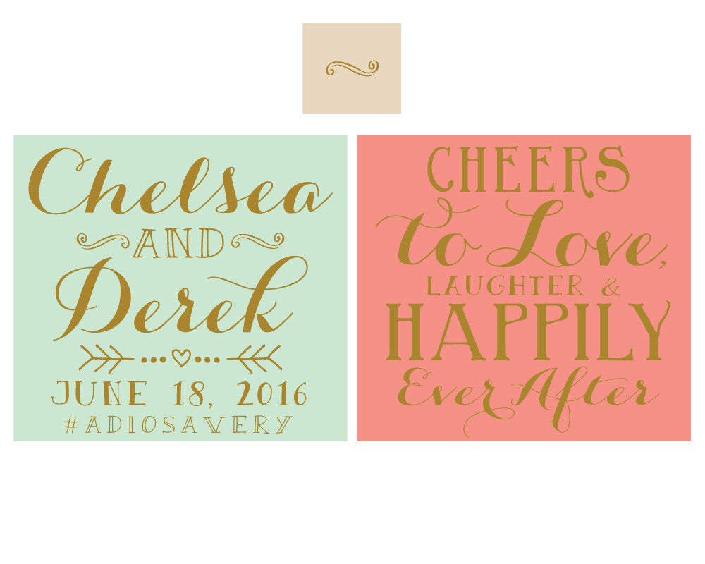 Cheers to Love Laughter Happily Ever After Personalized Wedding Monogram Can Cooler Design #1470