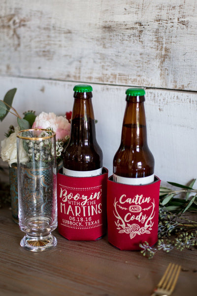Custom Boozin With Wedding Can Cooler Design #1475