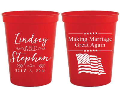 Patriotic Wedding Stadium Cup Design #1479