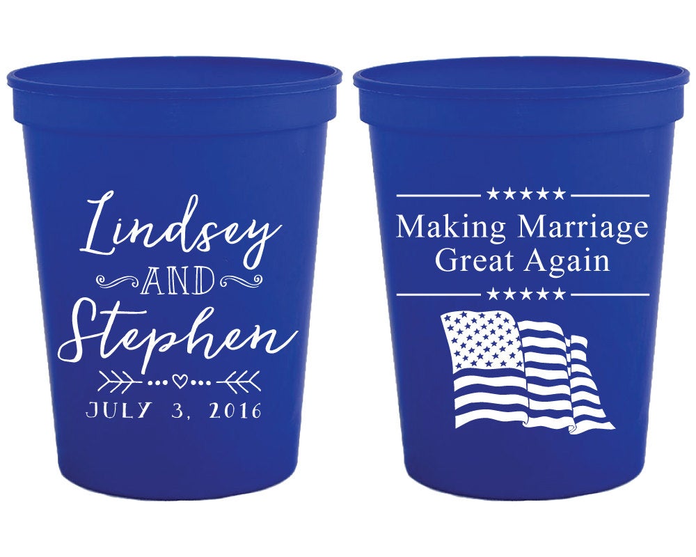 Patriotic Wedding Stadium Cup Design #1479