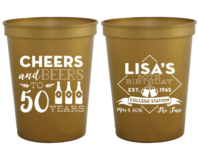 Cheers and Beers Birthday Custom Stadium Cups, #1406