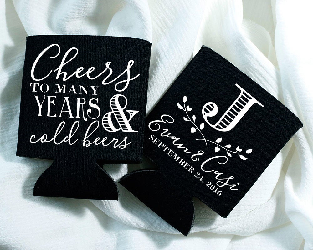 Cheers to Many Years Wedding Can Coolers  #1409