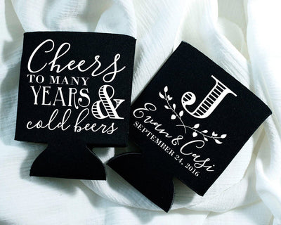 Cheers to Many Years Wedding Can Coolers  #1409
