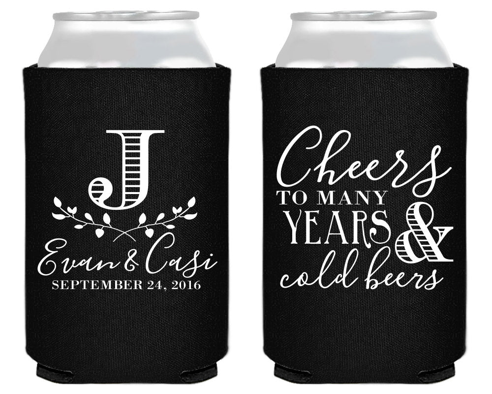 Cheers to Many Years Wedding Can Coolers  #1409