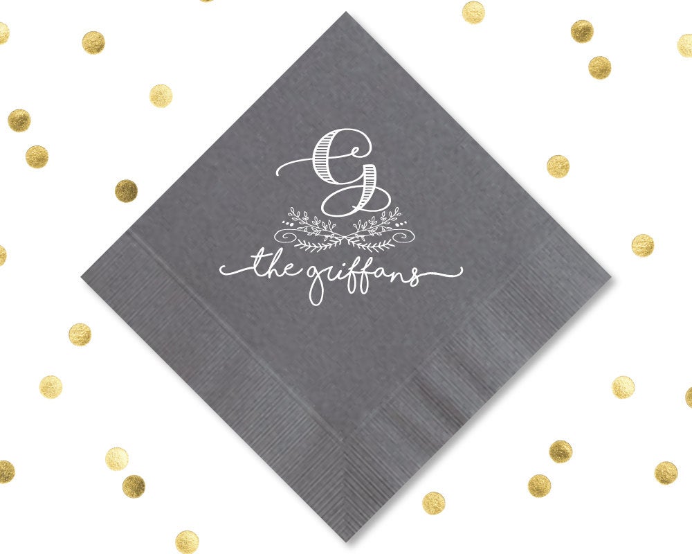 Custom Monogram Event Beverage Napkins #1422