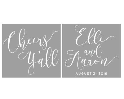 Cheers Y'all | Whimsical Wedding Can Cooler #1416