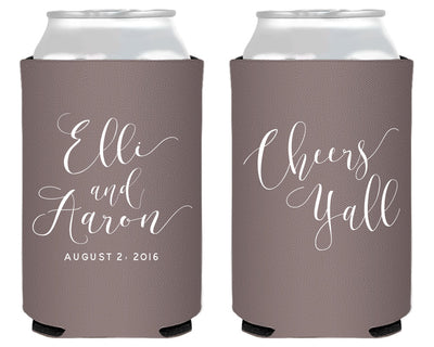 Cheers Y'all | Whimsical Wedding Can Cooler #1416
