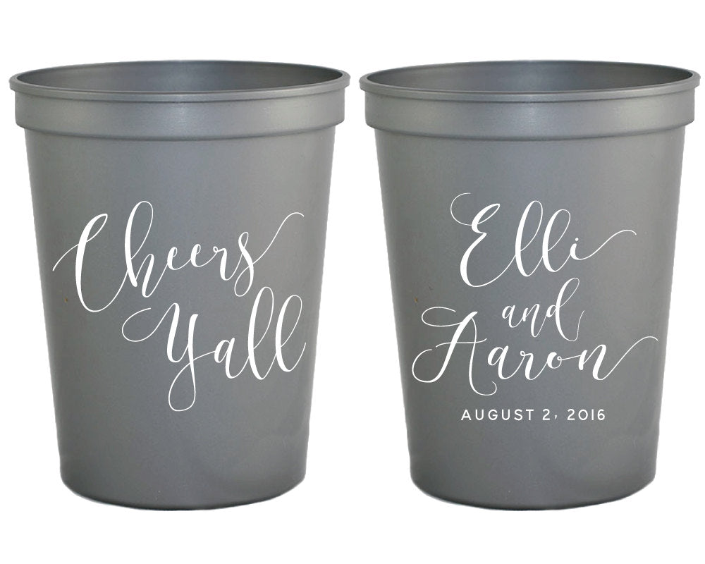 Cheers Ya'll Wedding Favor Stadium Cups #1416