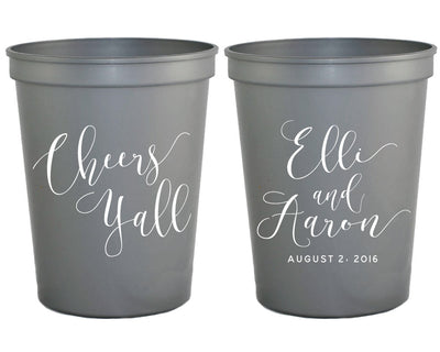 Cheers Ya'll Wedding Favor Stadium Cups #1416