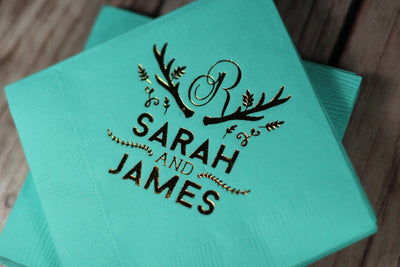 Deer Antler Wedding Shower Beverage Napkins #1279, #1028