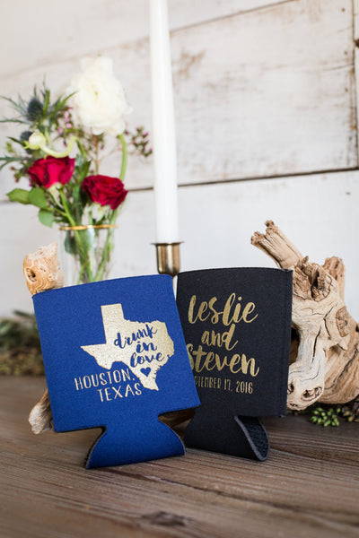 Drunk In Love State Wedding Can Cooler Design #1026