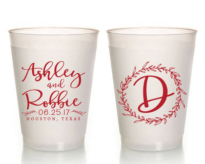 Greenery Monogram Wedding Frosted Cup #1506
