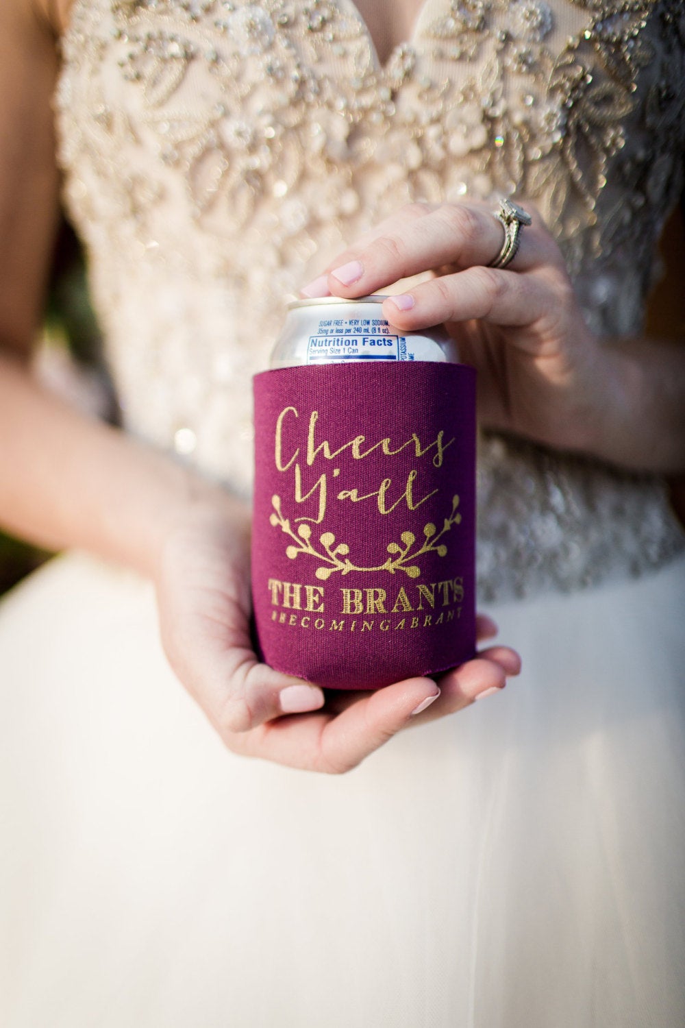 Cheers Ya'll Floral Wreath Can Coolers #1024