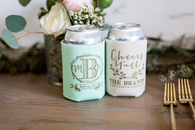 Cheers Ya'll Floral Wreath Can Coolers #1024