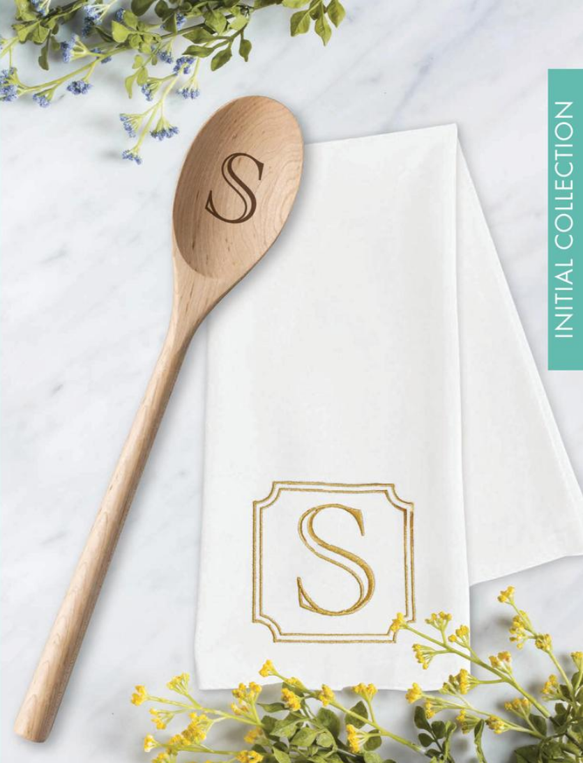 Tea Towel and Wooden Spoon Initial Set