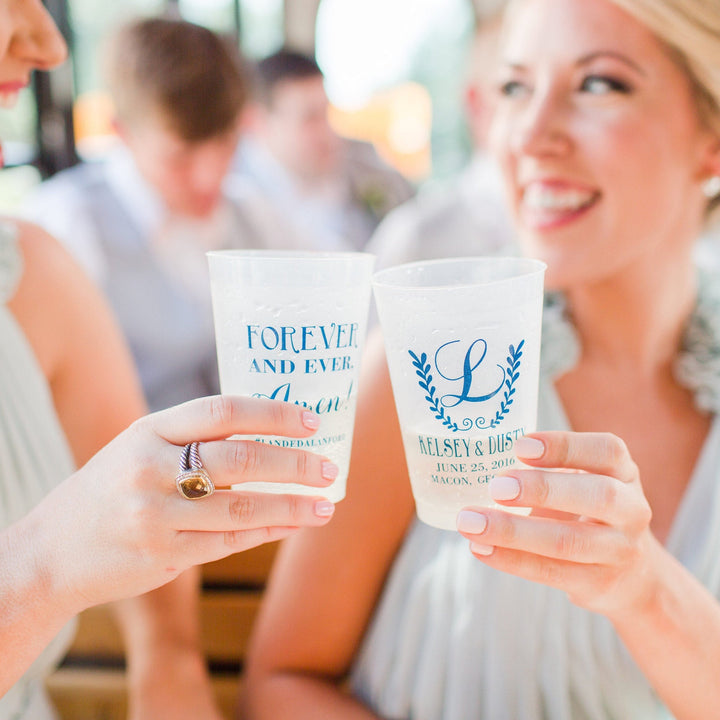16 oz custom printed frosted plastic wedding cups Personalized 16oz Frosted Cups